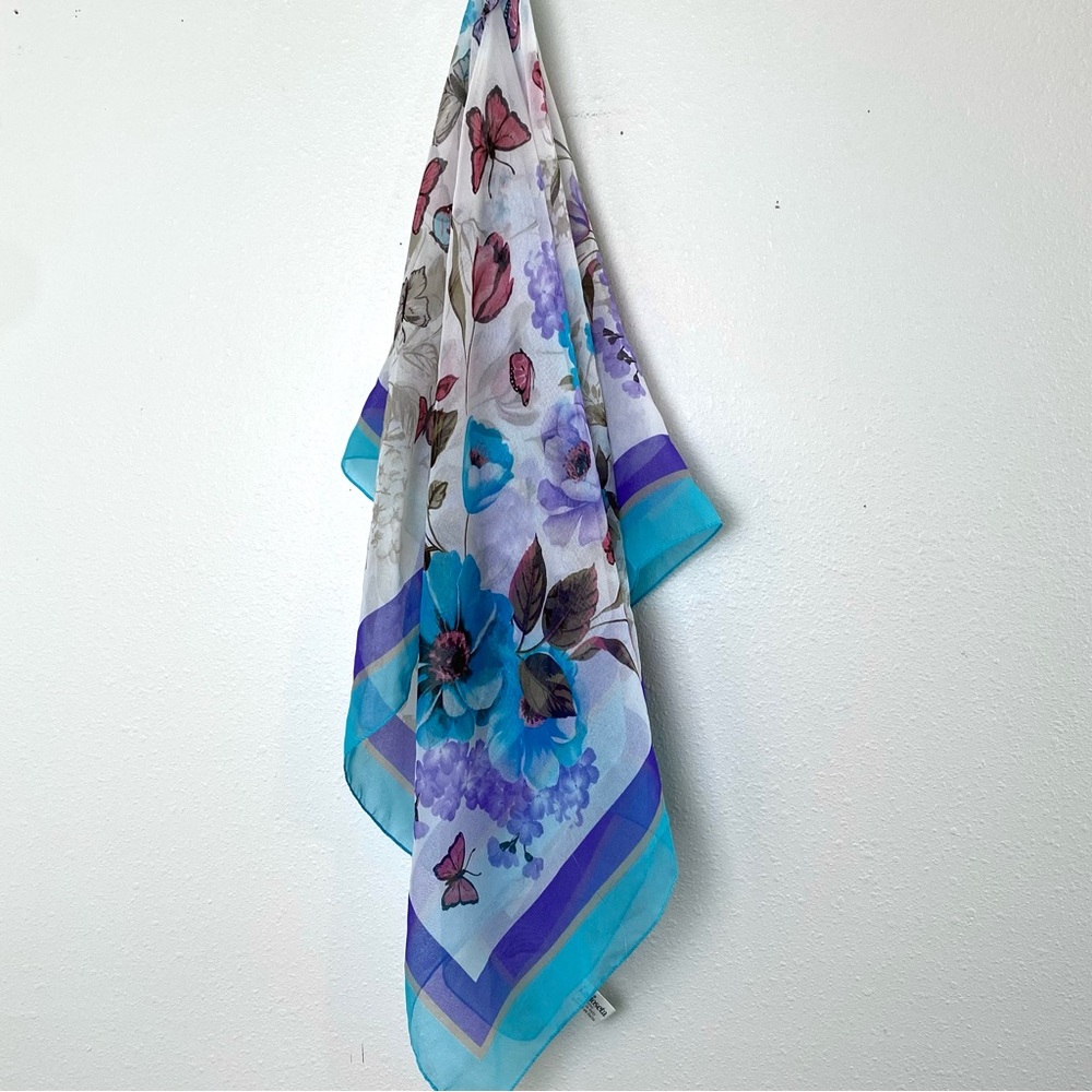 Larioseta Como Sheer Butterfly & Flowers Scarf
